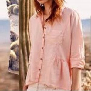 Anthropologie McKenzie Linen Button Down Shirt By Holding Horses